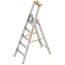  Layher Steigtechnik Leitern Layher Stufenstehleiter einseitig begehbar TOPIC mit 5 breiten Stufen; Aluminiumleiter klappbar mit Podest, Länge 1.95 m 12405469