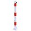  Ø42mm bis Ø60mm Absperrpfosten Ø 60 x 2,5 mm, umlegbar, Dreikantverschluss, Bodenplatte 100 x 150 mm, feuerverzinkt, weiß beschichtet, 3 rote Reflexstreifen 12450626