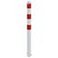  70x70mm Absperrpfosten 70 x 70 mm ortsfest zum Einbetonieren feuerverzinkt und weiß beschichtet mit drei rot reflektierenden Leuchtstreifen ohne Öse 12450525